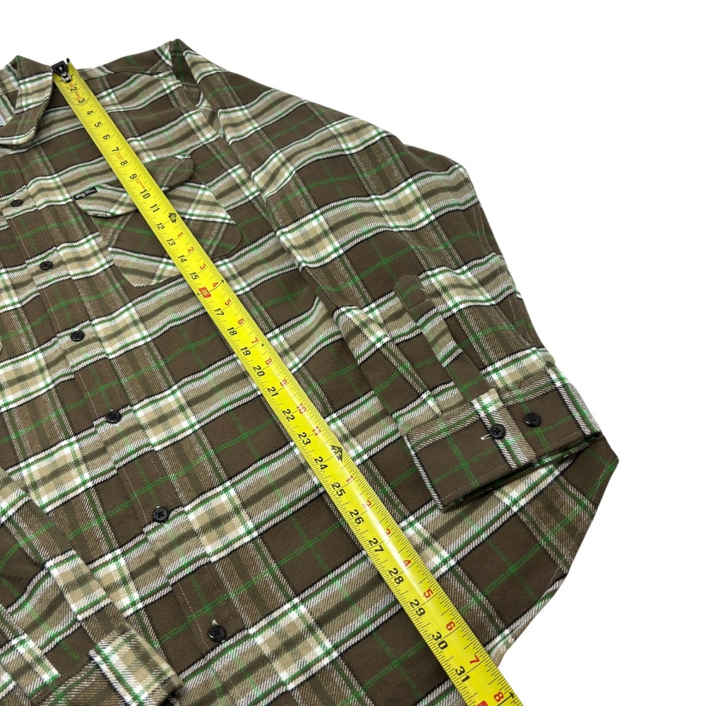 LRG Heavy Flannel Shirt Mens 2XL Green Brown Plaid Overshirt Streetwear - Picture 2 of 6